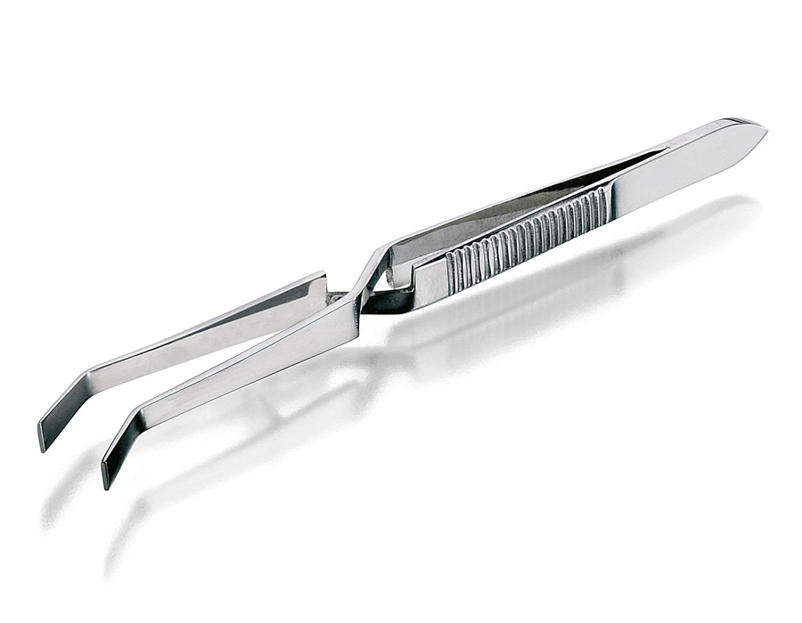 Zelf aanspannende pincet gebogen RVS